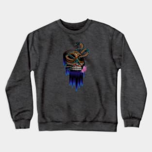 Skull with Snake and Flowers Crewneck Sweatshirt